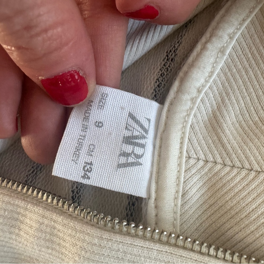 Zara Girls Half Zip Striped Pullover White Black Size 9 - Picture 3 of 3